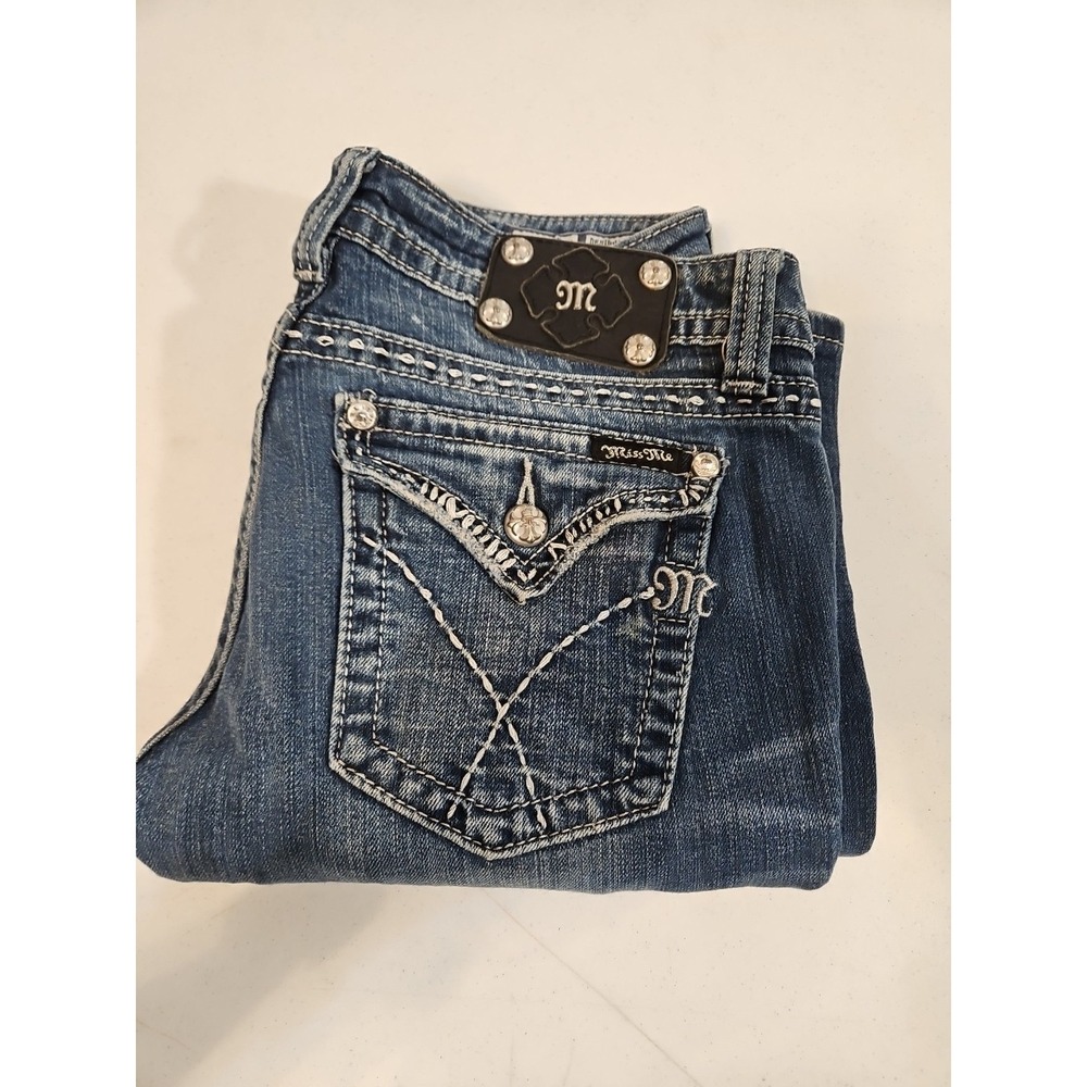 Miss Me Womens Denim‎ Jeans Embroidered Bling Size 29x34 JW5180B7 Boot Cut (1473